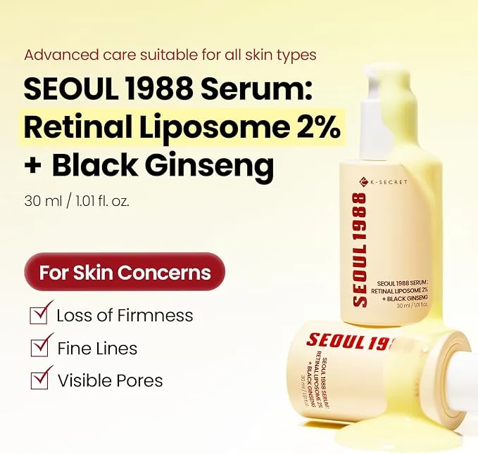 سيروم ريتينال سيول 1988 بمركب الريتينال RETINAL  بنسبة 2% ومستخلص الجينسنغ الأسود BLACK GINSENG للعناية بالخطوط الدقيقة ، 30 مل — صورة 2