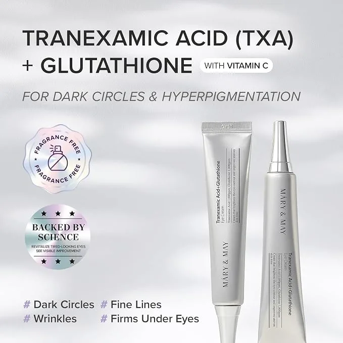 ماري آند ماي ـ كريم العين Tranexamic Acid + Glutathione (طقم خاص: أنبوب 30 غ + هديتان 24 غ) — صورة 6